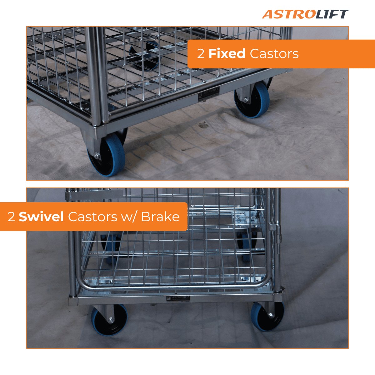 Buy Cage Trolley (Dual door - horizontal with roof) in Cage Trolley from Astrolift NZ